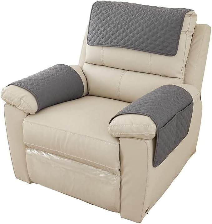 Armrest Covers Armchair Slipcover, Couch Arm Covers Recliner Covers with Storage Pockets Armrest Protector for Chair Sofa(Dark Gray,1 Seat | 3 Piece Set)