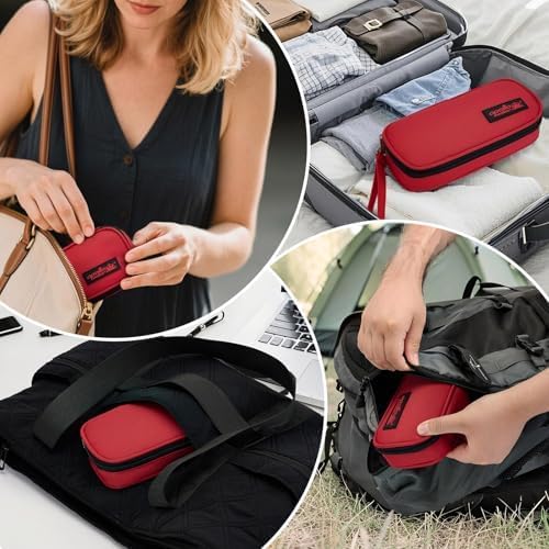 apollo walker Insulin Cooler Travel Case with Ice Packs and Insulation | TSA Approved Includes 2 x 90g ice packs for 9-hour cooling insulin pens & syringes for Diabetics to Carry (Red)