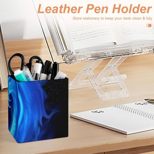 Fashion Office Pen Holder Unisex Durable Desktop Storage For Stationery & Tools Blue Fire Flame Dragon