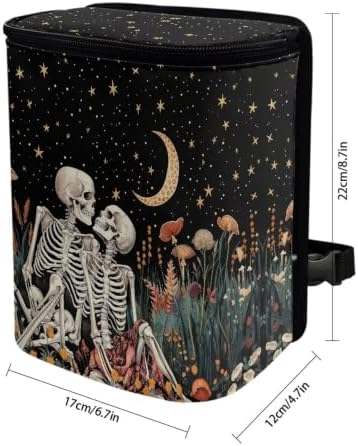 Halloween Skull Mushroom Moon Auto Rubbish Bags with Lid Multipurpose Trash Bin Storage Bag Universal Car Accessories Interior Decoration