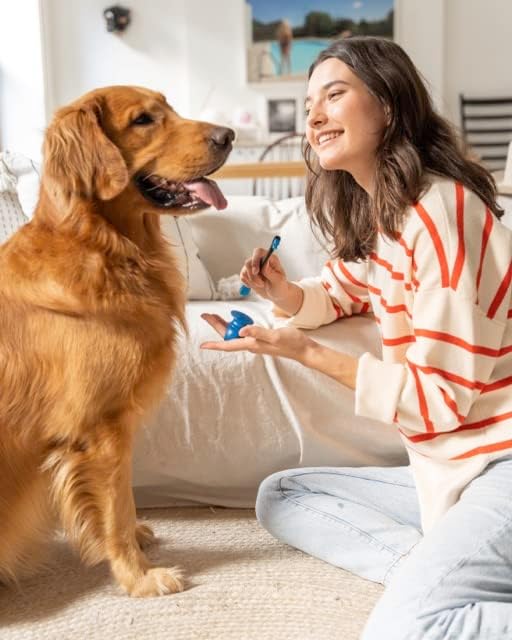Paw Ready Pet Toothbrushing Assistant for Puppies' Dogs and Cats Allows You to Brush Your pet’s Teeth Without Constantly Worrying About Getting Bitten. (Blue, Small)