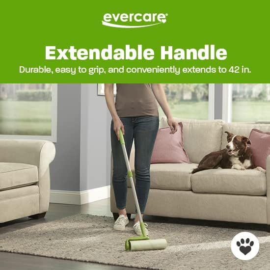 Evercare Pet Lint Roller Refill, Manual Operation, 60 Sheets per Roll, 6 Count Refill Pack for Pet Hair Removal, Green