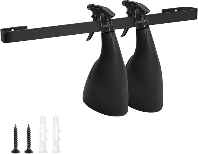 Harhana Spray Bottle Holder 14 Inches Slim Stainless-Steel Wall Mount Hanger for Spray Bottle