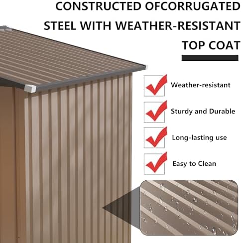 7.4FT x 5.3FT Storage Garden shed with Apex Roof for Patio Backyard use Galvanized Steel Tool Sheds Storage House