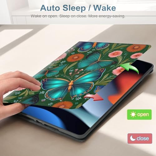 for Samsung Galaxy Tab E 9.6 Inch 2015 (SM-T560/T561/T567) Tablet Protective Cover with Adjustable Stand and Magnetic Auto Wake/Sleep,Butterfly Flower