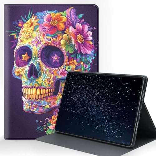 for Samsung Galaxy Tab A 10.1 2019 (SM-T510/T515/T517) Tablet Protective Cover with Adjustable Stand and Magnetic Auto Wake/Sleep,Sugar Skull