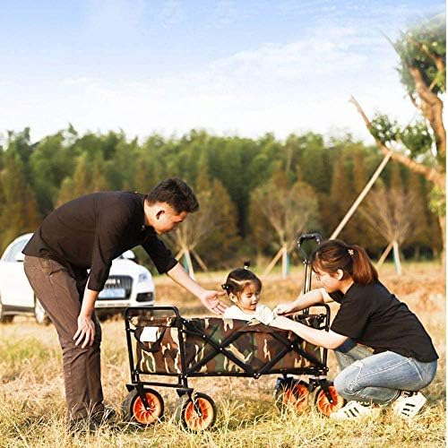Folding Wagon, Garden Trolley Capacity 60 Kg, Portable Garden Cart with 4 Wheels, for Transport Garden Tools, Pets, Travel, Camping, Concerts, Beaches