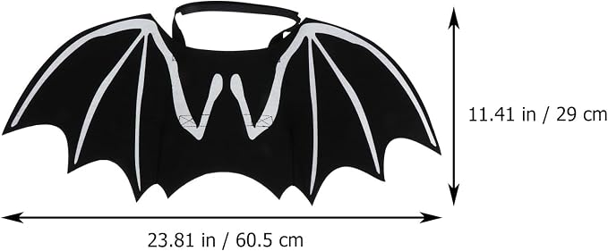 TEHAUX 1pc Cat Bat Wings Halloween Pet Costume Luminous Wings for Cats and Dogs Soft Felt Adjustable Strap for and Parties