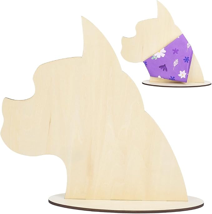 AHANDMAKER Dog Silhouette Display Stand, Wood Pet Bib Display Stands, Blank Wooden Dog Mannequin Scarf Holder Dog Bandanas Display Photography Props for Dog Accessory Craft Business Bib Bandana Scarf Store