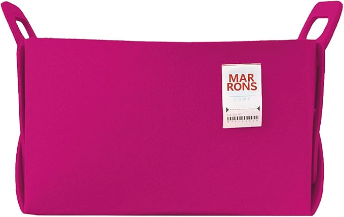 Collapsible Felt MAGENTAPINK Storage Bin Large 14.6"x9.4"x9.4" – Foldable Basket with Handles for Closet, Laundry Room Organization, Storage, Decorative Storage Bins for Shelves, Nursery