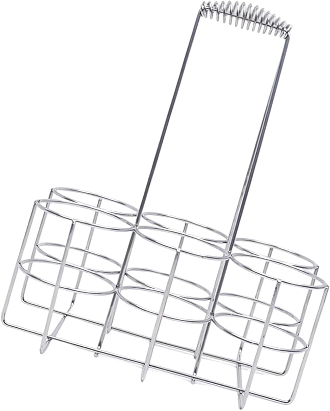 6 Pack Beverage Carriers with Ergonomic Handle Portable, L, B L | Storage Rack for BBQs and Gatherings, Carry Basket for Entertaining and Outdoor Use, Metal Wire Design