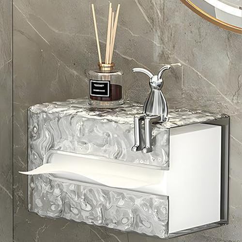 Facial Tissue Dispenser Wall Mount Water Wave Style Modern Transparent