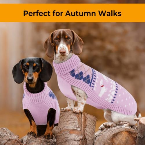 Lelepet Dachshund Sweater Turtleneck Dog Sweaters for Small Dogs (XS-XL) | Pullover Knitted Dog Coat,Cold Weather Dachshund Clothes,Fall/Winter Cozy Outfit for Wiener Dogs,Stretchy Knitwear,XL,Purple