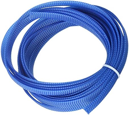 Bettomshin 1Pc 16.4Ft(5m) Cable Management Sleeve, 3/8"(10mm) Width PET Blue Cord Protector, Wire Loom Tube Insulated Split Sleeving for USB Cable Power Cord Organizer Video Cable Hider