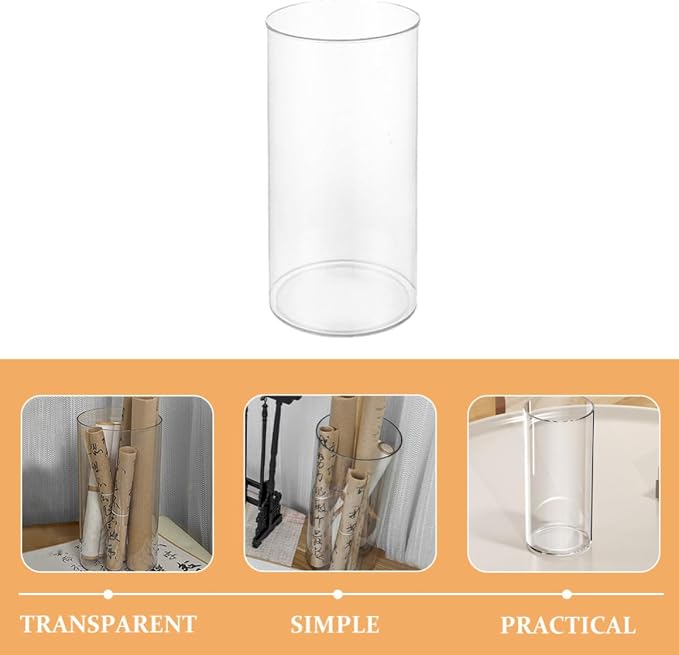 SEWACC Plastic Cylinder Storage Organizer for Calligraphy Works and Paintings, Versatile Pet Art Supply Container with Simple Elegant Design, for Home and Office Use