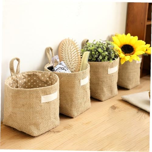 2pcs Multi-function Wall Hanging Storage Basket Cotton Linen Organizer for Toys Sundries and Clothes Safe for Pets Home Nursery and Decor