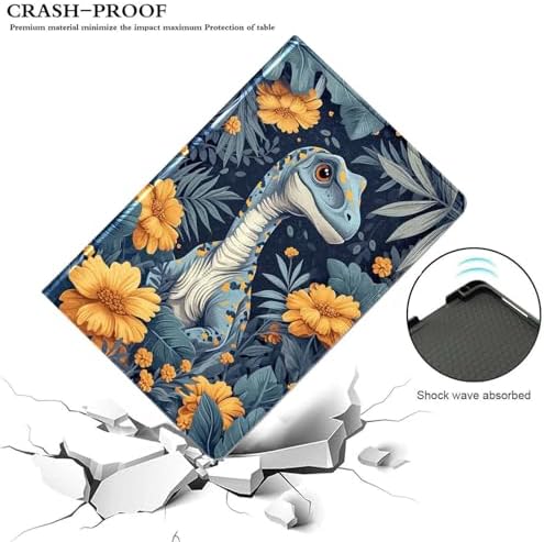 for Samsung Galaxy Tab A8 10.5 Inch 2022 (SM-X200/X205/X207) Tablet Case,Premium Leather Folio Stand Auto Wake/Sleep,Multiple Viewing Stand,Dinosaurs Tropical Leaves Flowers