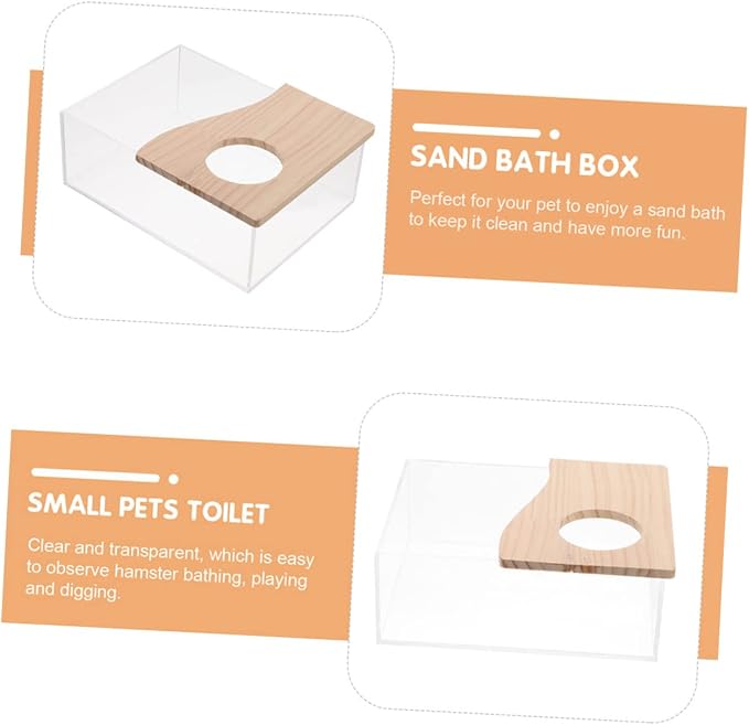 Toddmomy Acrylic Bathtub for Chinchillas Multi-Function Pet Accessory Clear Sand Bath House Hamster Bath Toy Bin Easy to Store