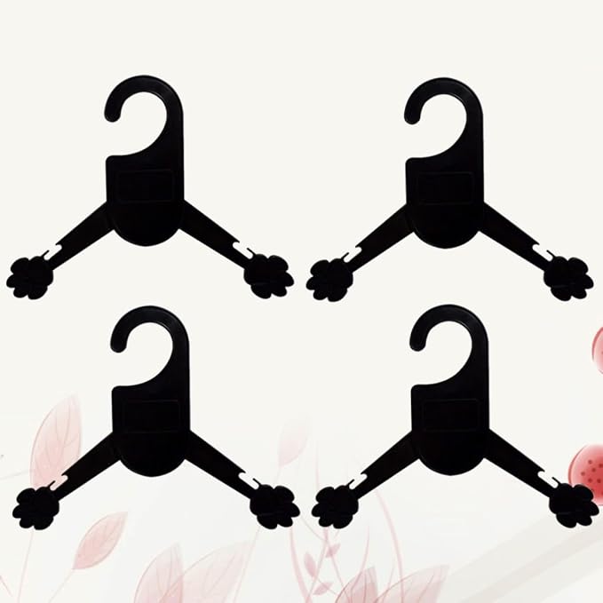 VOSAREA 10pcs Black Plastic Paw Shape Pet Clothes Hangers for Dog and Cat Clothes Thick Sturdy Design Not Easy to Break Portable and Space-Saving Organizer