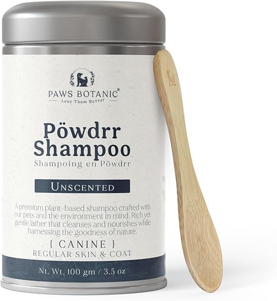 Unscented Water-Activated Shampoo, Powder Shampoo for Dogs, Regular Skin & Coat, 3.5 oz with Bamboo Spoon