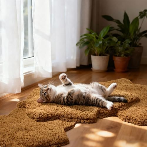 3 Pack Self Warming Pet Bed Leaf Shape Self Heating Cat Dog Mat Washable Thermal Sleeping Pad for Indoor Outdoor Hedgehog, Bunny, Sugar Glider, Rat, Chinchilla(Orange,Medium-18 x24)