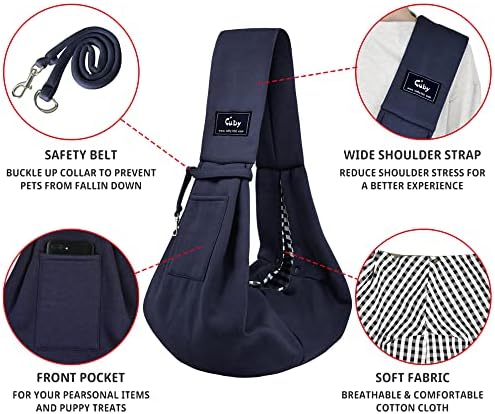 CUBY Dog and Cat Sling Carrier - Hands Free Reversible Pet Papoose Bag - Soft Pouch and Tote Design - Suitable for Puppy, Small Dogs Cats Outdoor