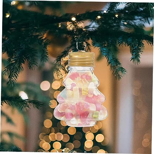 10pcs Christmas Tree Shaped Drink Containers Refillable Beverage Storage Jars with Cap Festive Decorations for Candy Juice and Holiday Parties