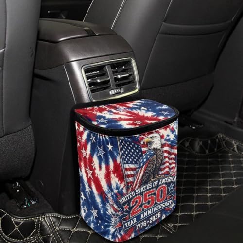 American 250th Anniversary Trash Bag with Lid Storage Bag Proof Organizer with Adjustable Straps for Men and Women Universal for SUVs, Trucks