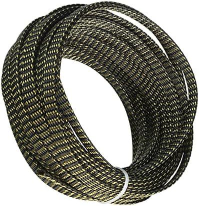 Bettomshin 1Pc 32.8Ft(10m) Cable Management Sleeve, 5/16"(8mm) Width PET Black & Gold Cord Protector, Wire Loom Tube Insulated Split Sleeving for USB Cable Power Cord Organizer Video Cable Hider