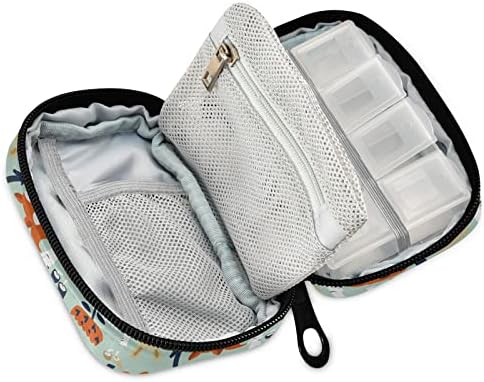 Forest Bear Fox Pill Box 7 Day Pill Case Travel Pill Organizer Bag with Zipper Portable Weekly Case Compact Size for Vitamin Supplement Holder