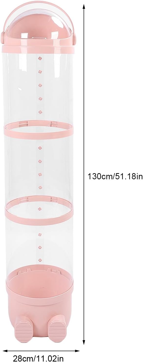 Stuffed Animal Storage Tube 130cm Large Capacity Transparent Plush Toy Display Bucket Organizer for Playroom Bedroom (Pink)