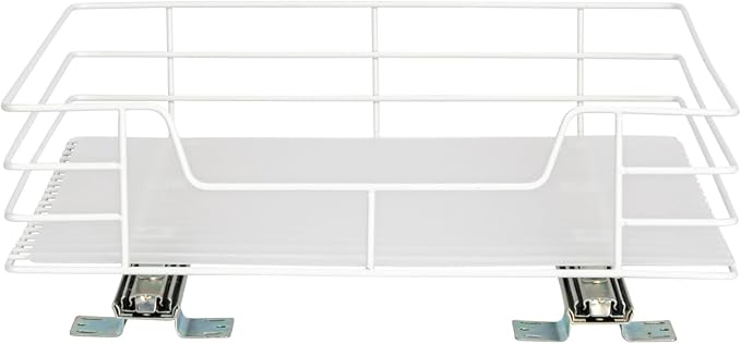 Household Essentials Powder-Coated Steel Pantry Pull-Out Organizer, White