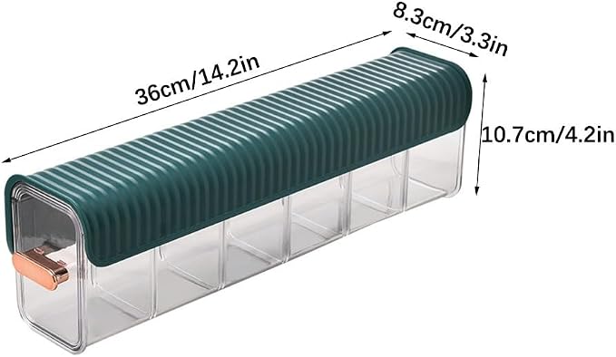 Sock Organizer Gold Plated Handle Transparent Design Adjustable Compartment Space Saving Wall Hang Underwear Cabinet Storage Box(Dark Green)