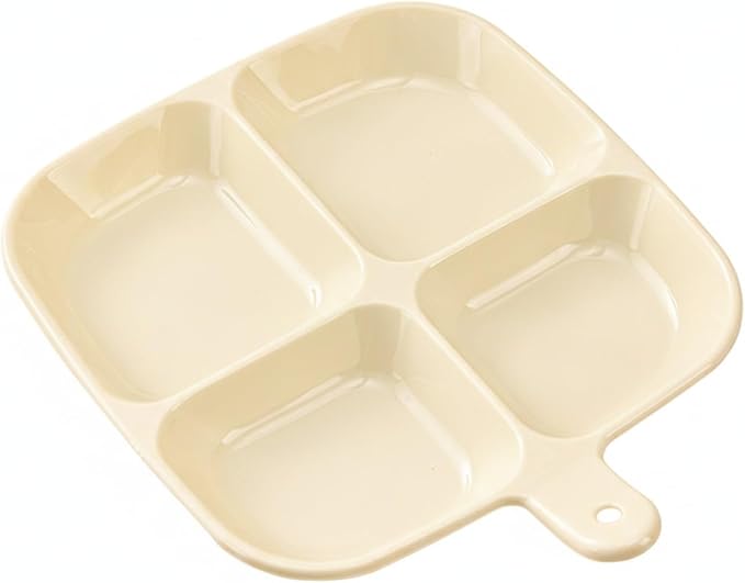 4-Compartment PET Storage Bin, Clear Divided Organizer Tray for Home & Office Sorting