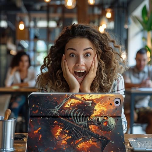 for Microsoft Surface Pro 7 Plus,Surface Pro 7/6/5/4 12.3" Tablet Case,Auto Wake/Sleep,Adjustable Stand Protective Cover - Skeleton Warrior