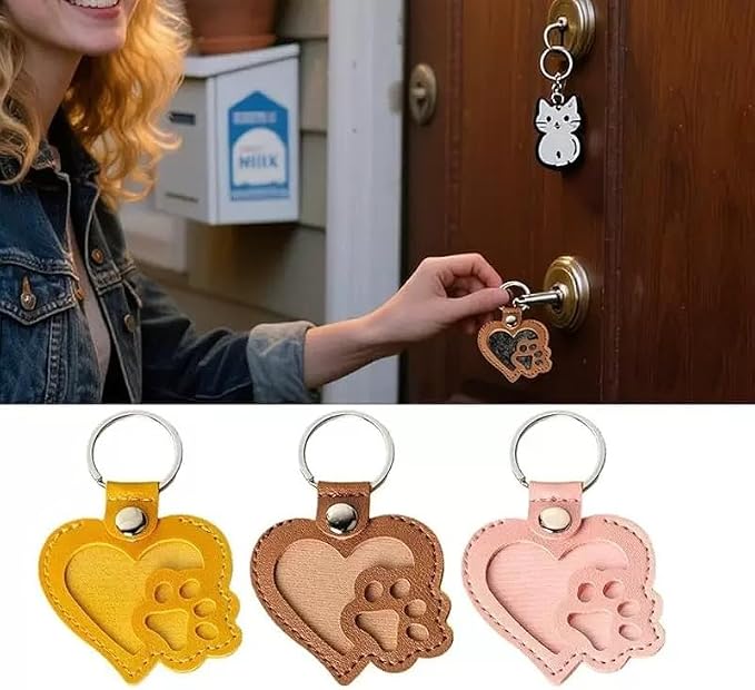Heart-Shaped Leather Pet Hair Keepsake Keychain