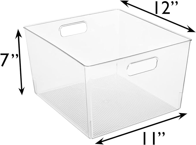 ClearSpace Clear Plastic Storage Bins for Kitchen, Fridge, Pantry, 2 Pack | Pantry storage bin for organizing food items, kitchen essentials, and refrigerator storage