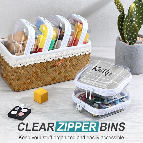 12 Pcs Clear Hard Zipper Case Back to School,5 x 5 x 2”