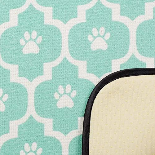 Bone Dry Machine Washable, Ultra Absorbent Pet Mat, 12x18, Aqua/Off-White Lattice