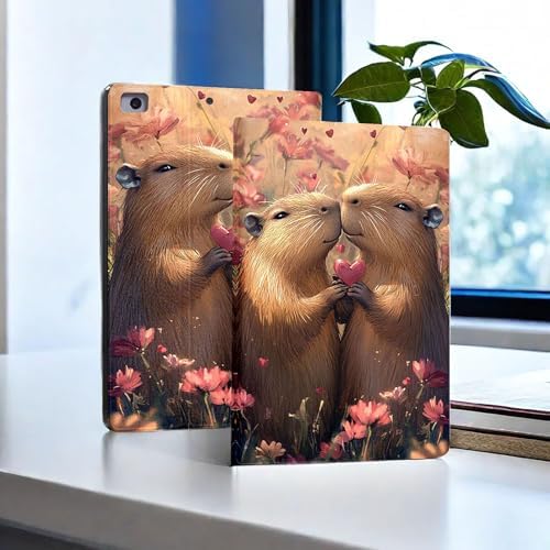 for Microsoft Surface Pro 8-13" 2021 Tablet Case,Auto Wake/Sleep,Adjustable Stand Protective Cover - Capybara Couple Heart