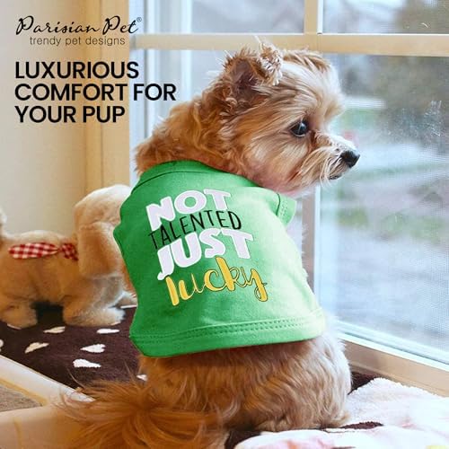 Parisian Pet Dog Shirt – 100% Cotton Green Shirts for Large Dogs – Sleeveless Puppy Vest – Lightweight and Breathable Funny Pet Apparel – St. Patrick’s Day Dog Clothes - Stretchy T Shirts for Dogs