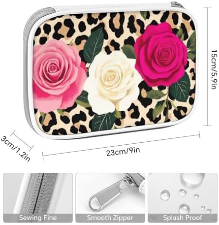Women's Simple Thin Pencil Case Waterproof And Portable Perfect Organizer Box Animal Rose Flowers Cheetah Leopard Print Floral