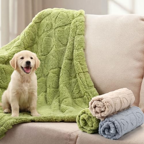 Tegeme 3 Pcs Small Dog Blanket 280 GSM Washable Pet Bed Cover Soft Fluffy Puppy Blanket 3D Textured Heart Checkered Pattern Fleece Soft Cat Plush Pet Throws for Kitten Doggy(Vibrant Colors,20"×30")