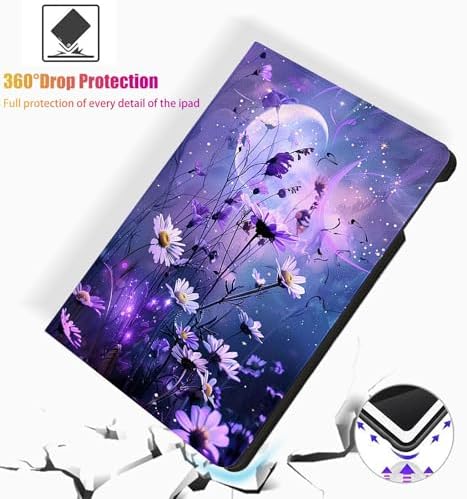 for Microsoft Surface Pro 11/10/9-13" 2024/2022 Tablet Case,Auto Wake/Sleep,Adjustable Stand Protective Cover - Purple Dreamy Flower