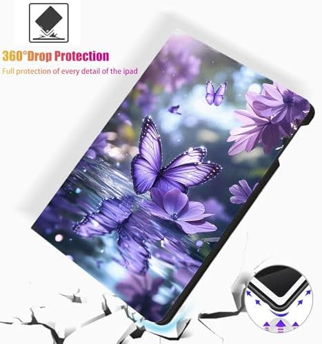 for Microsoft Surface Pro 7 Plus,Surface Pro 7/6/5/4 12.3" Tablet Case,Auto Wake/Sleep,Adjustable Stand Protective Cover - Purple Butterfly Flower
