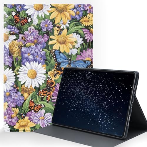 for Samsung Galaxy Tab S7 FE 2021/S8 Plus 2022/S7 Plus 2020 12.4 Inch Tablet Protective Cover with Adjustable Stand and Magnetic Auto Wake/Sleep,Flower Butterfly