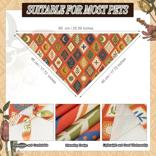 Abbylike 50 Pcs Boho Dog Bandanas Bulk Bohemian Earth Tone Bandanas for Dogs Triangle Kerchief Bib Scarf for Pets Party Costume Aesthetic Dog Photo Props Accessories, 25 Styles (25.6 x 17.7 x 17.7)