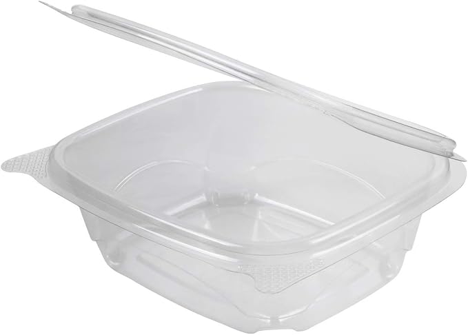 Karat PET Hinged Deli Containers with Lids - Perfect for Pasta Salads, Fruit, Deli Sides, and Home Meal Prep - Clear Plastic Food Containers, Take Out Containers (12oz)