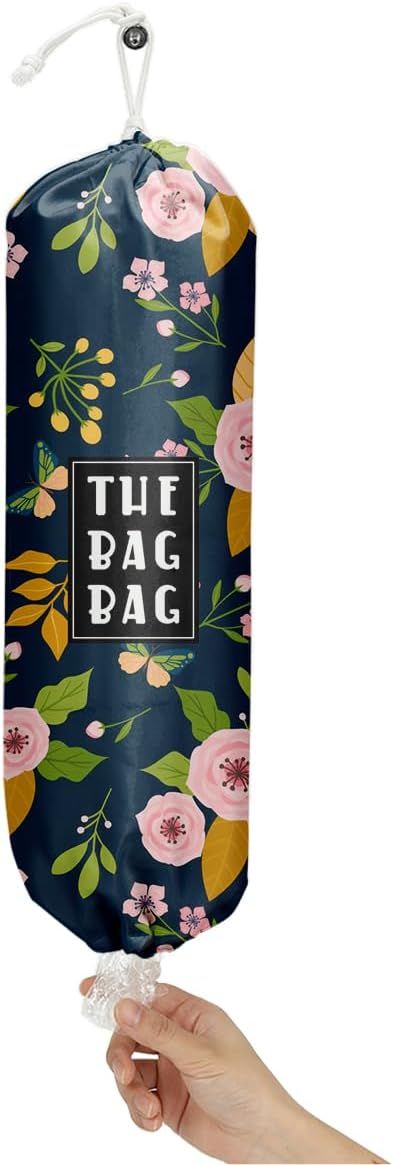 Plastic Bag Holder,Reusable And Washable Country Style Grocery Bag organizer,For Home Kitchen Travelling Camping Decor, use 1 Pack,Flowers Pattern