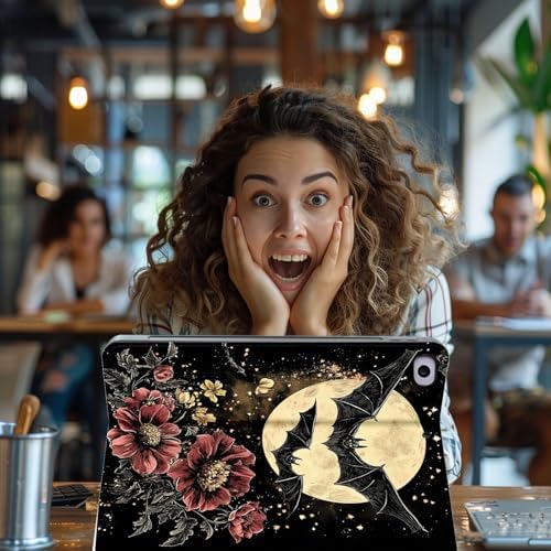 for Microsoft Surface Pro X/Pro X Plus-13 2019/2020/2021/2024 Tablet Case,Auto Wake/Sleep,Adjustable Stand Protective Cover - Bat Moon